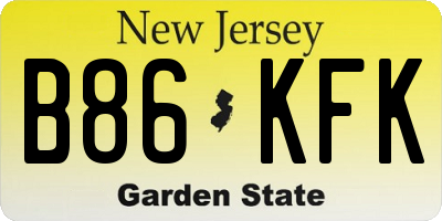 NJ license plate B86KFK