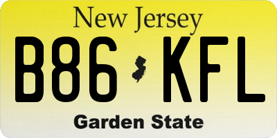 NJ license plate B86KFL
