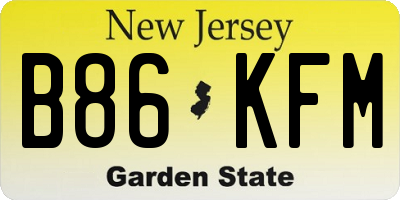 NJ license plate B86KFM