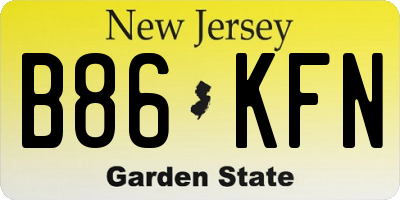 NJ license plate B86KFN