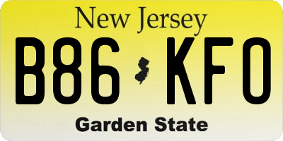 NJ license plate B86KFO