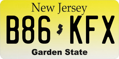 NJ license plate B86KFX