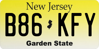 NJ license plate B86KFY