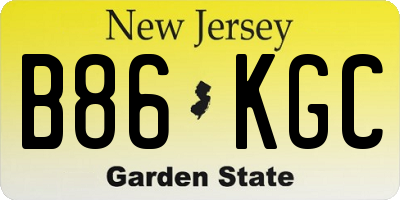 NJ license plate B86KGC