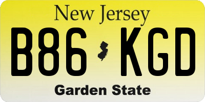 NJ license plate B86KGD