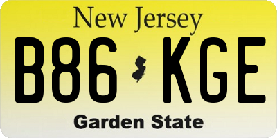 NJ license plate B86KGE