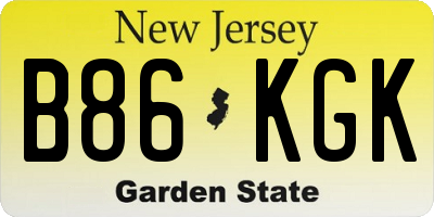 NJ license plate B86KGK