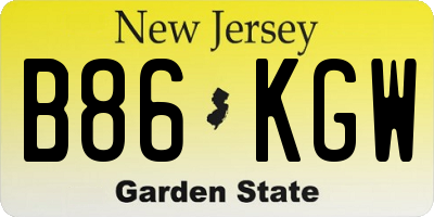NJ license plate B86KGW