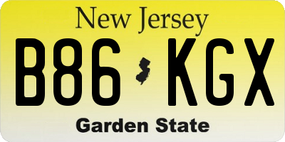 NJ license plate B86KGX