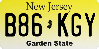 NJ license plate B86KGY