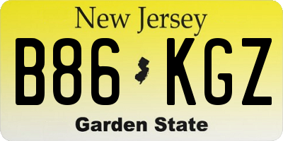 NJ license plate B86KGZ