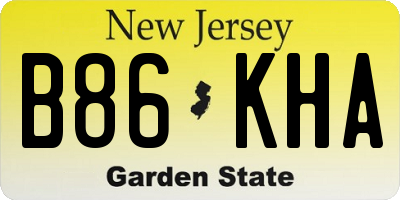 NJ license plate B86KHA