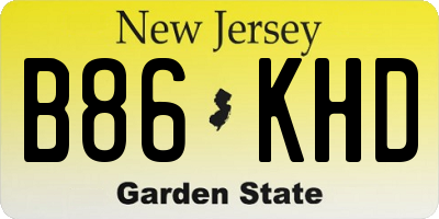 NJ license plate B86KHD
