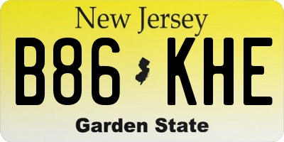 NJ license plate B86KHE