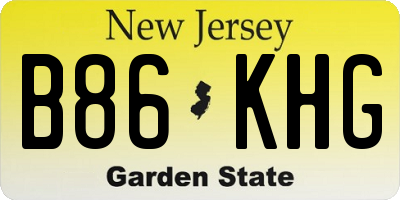 NJ license plate B86KHG