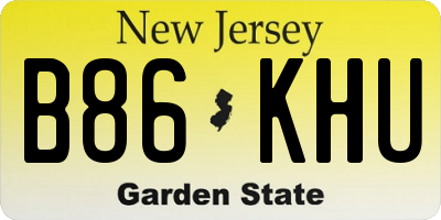 NJ license plate B86KHU