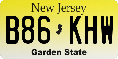NJ license plate B86KHW