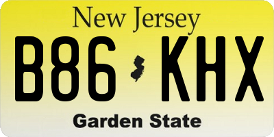 NJ license plate B86KHX