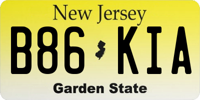 NJ license plate B86KIA