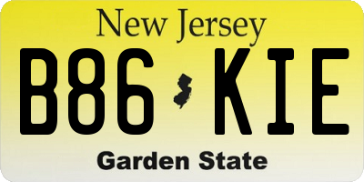 NJ license plate B86KIE