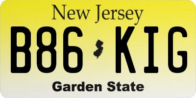 NJ license plate B86KIG