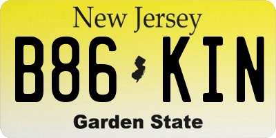 NJ license plate B86KIN