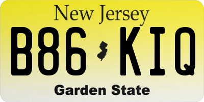 NJ license plate B86KIQ