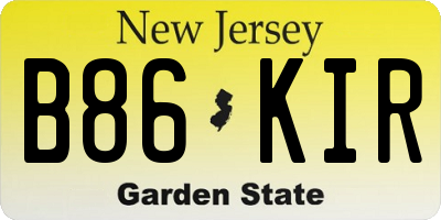 NJ license plate B86KIR