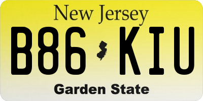 NJ license plate B86KIU