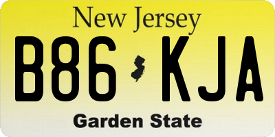 NJ license plate B86KJA