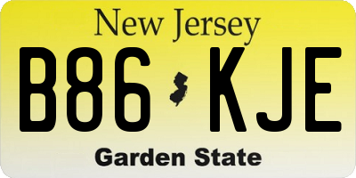 NJ license plate B86KJE