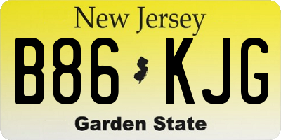 NJ license plate B86KJG