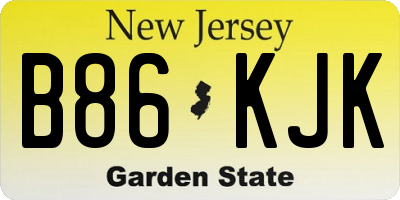 NJ license plate B86KJK