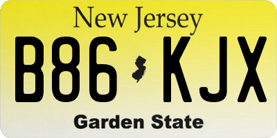 NJ license plate B86KJX