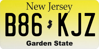 NJ license plate B86KJZ