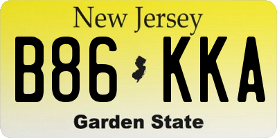 NJ license plate B86KKA