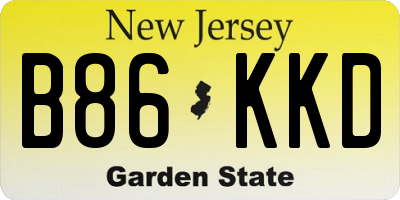 NJ license plate B86KKD