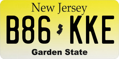 NJ license plate B86KKE