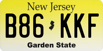 NJ license plate B86KKF