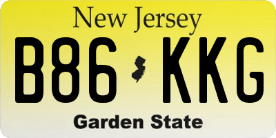 NJ license plate B86KKG