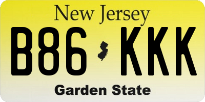 NJ license plate B86KKK