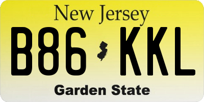 NJ license plate B86KKL