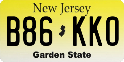 NJ license plate B86KKO