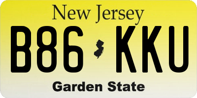 NJ license plate B86KKU
