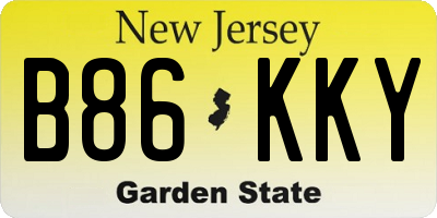 NJ license plate B86KKY