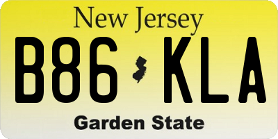 NJ license plate B86KLA