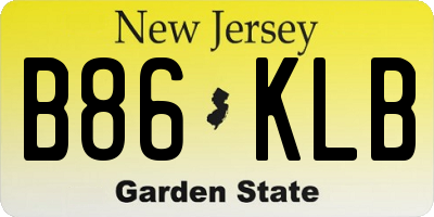 NJ license plate B86KLB