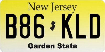 NJ license plate B86KLD