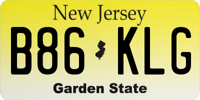 NJ license plate B86KLG