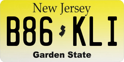 NJ license plate B86KLI